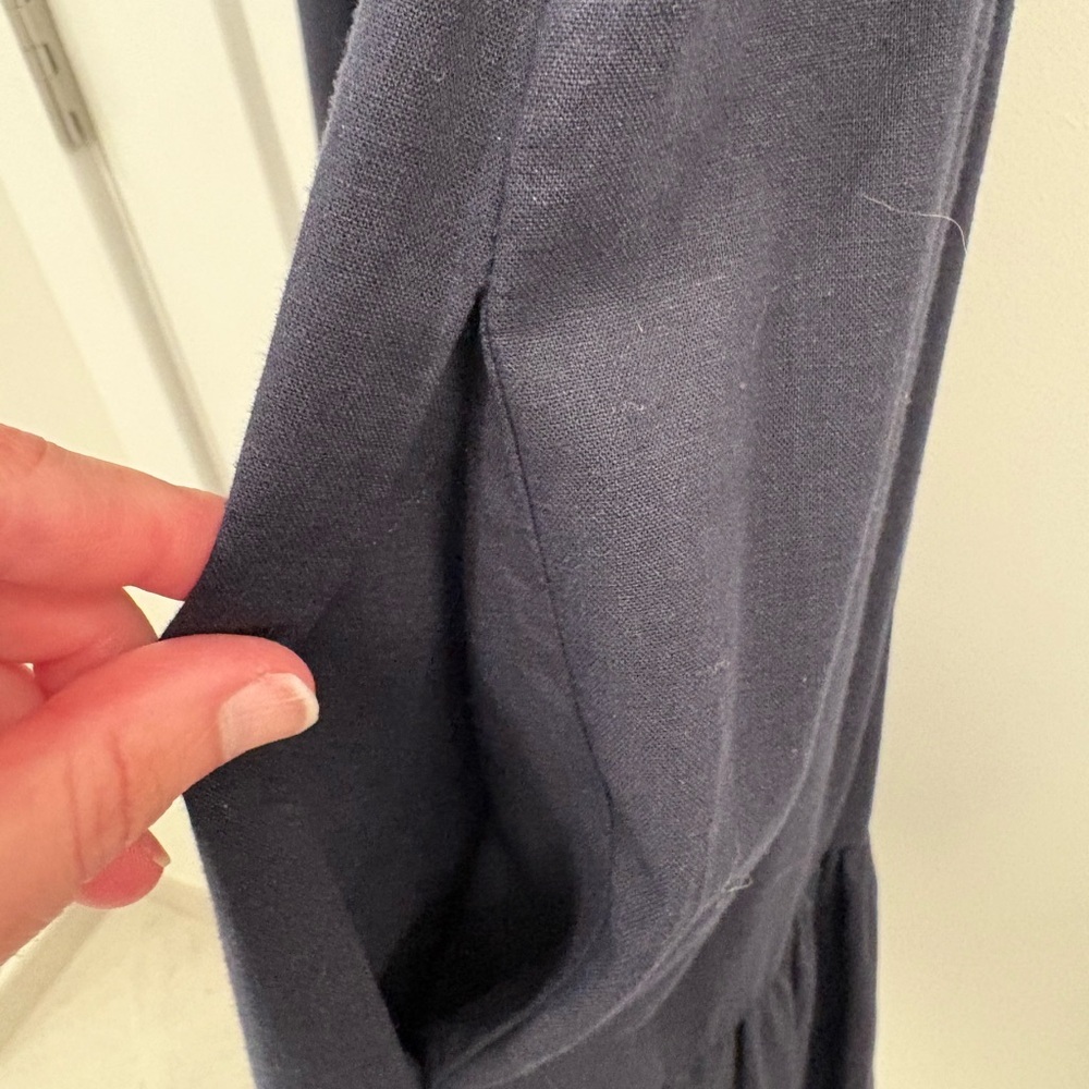 Matty M. Sleeveless Navy Blue Tiered Linen Blend Dress Size Small - Picture 12 of 12